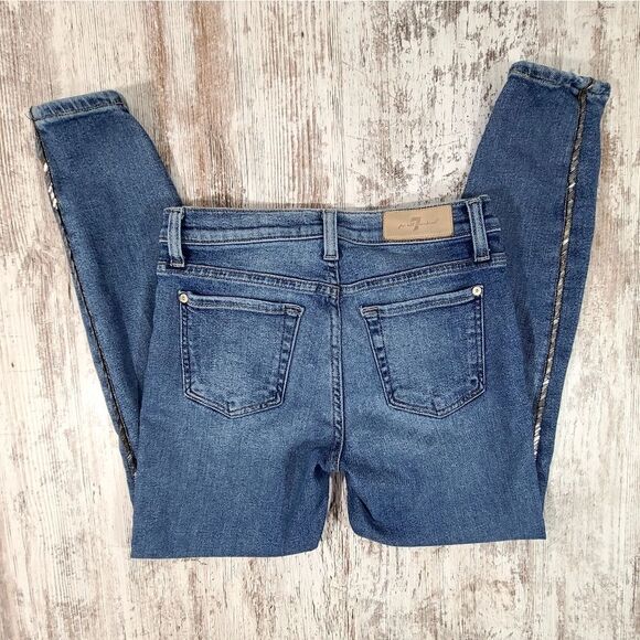 Women's 7 for all Mankind Luxe Vintage the ankle skinny jeans size 26 sequins - Picture 8 of 9